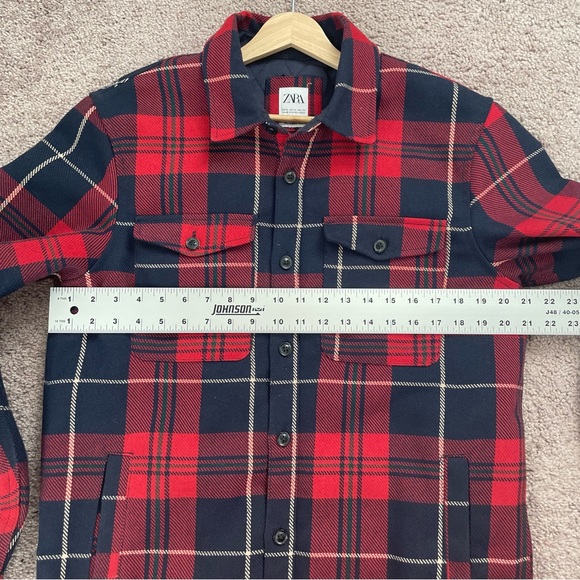 zara jacket mens medium plaid checkered quilted lining relaxed fit - Picture 8 of 8